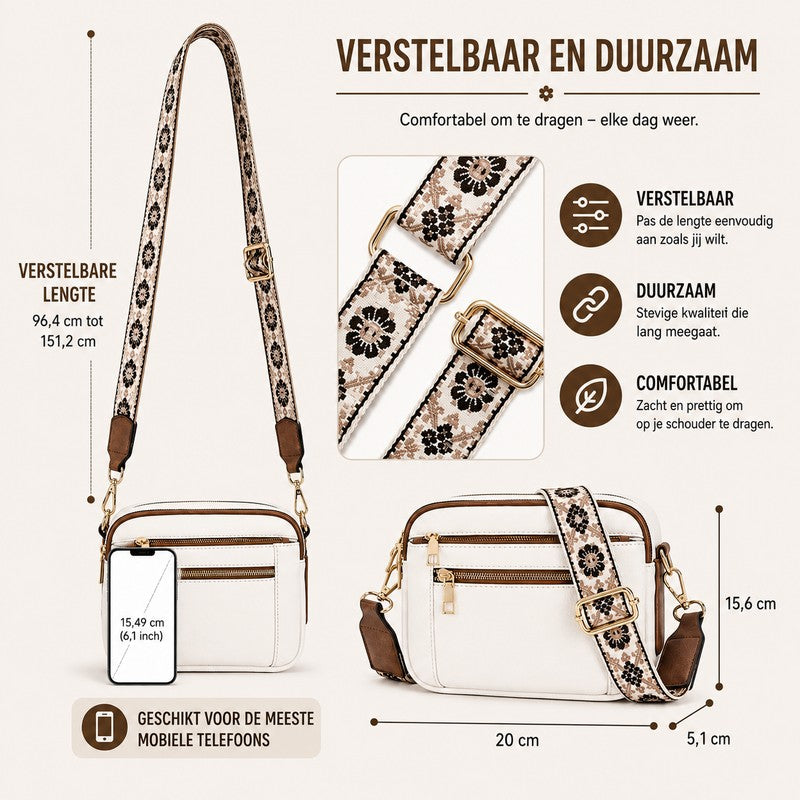 Mila | Verstellbare Schultertasche mit Blumenmuster