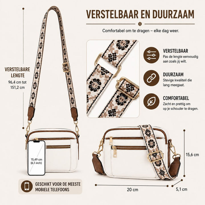 Mila | Verstellbare Schultertasche mit Blumenmuster