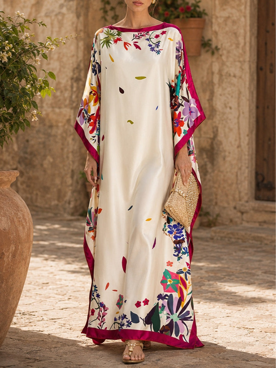 Jantine | Robe de cetim floral