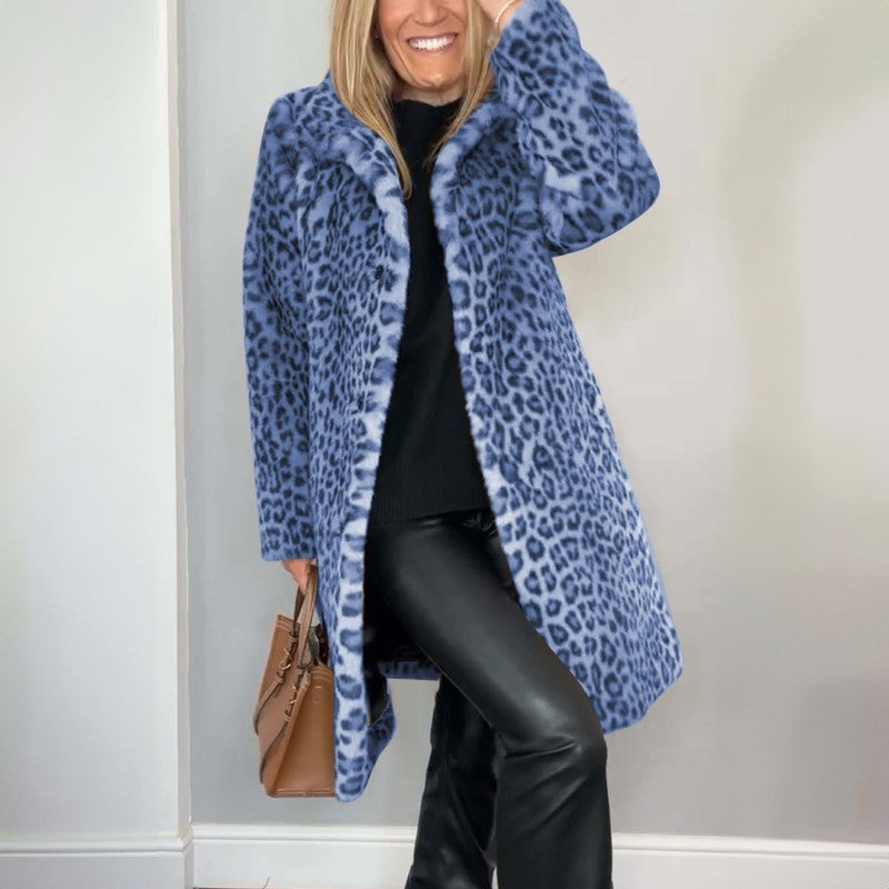 Dainna | Grote maten luipaardprint lange jas