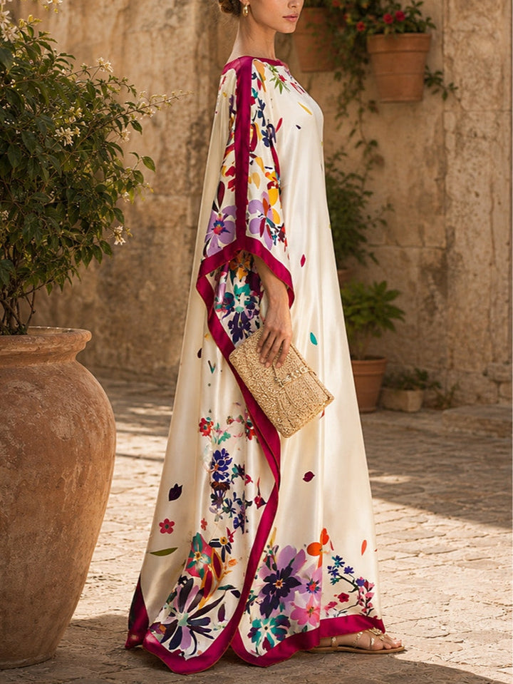 Jantine | Robe de cetim floral