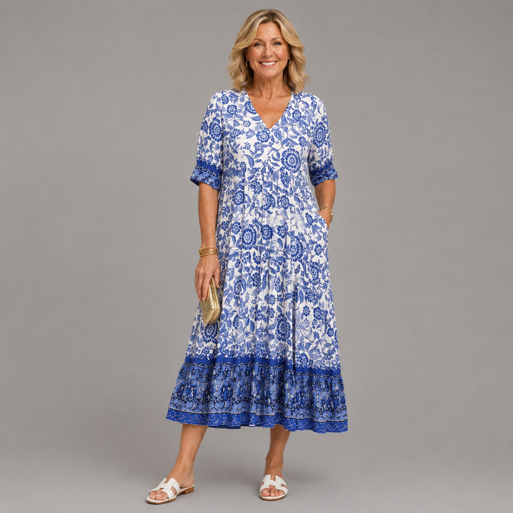 Sien | Robe midi fleurie à col en V