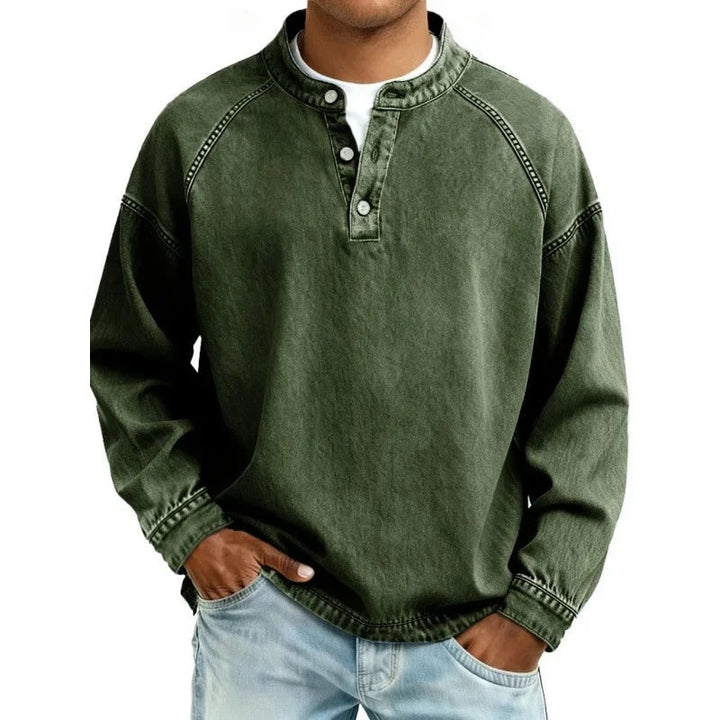 Thijs | Pullover mit Kragen in Vintage-Waschung
