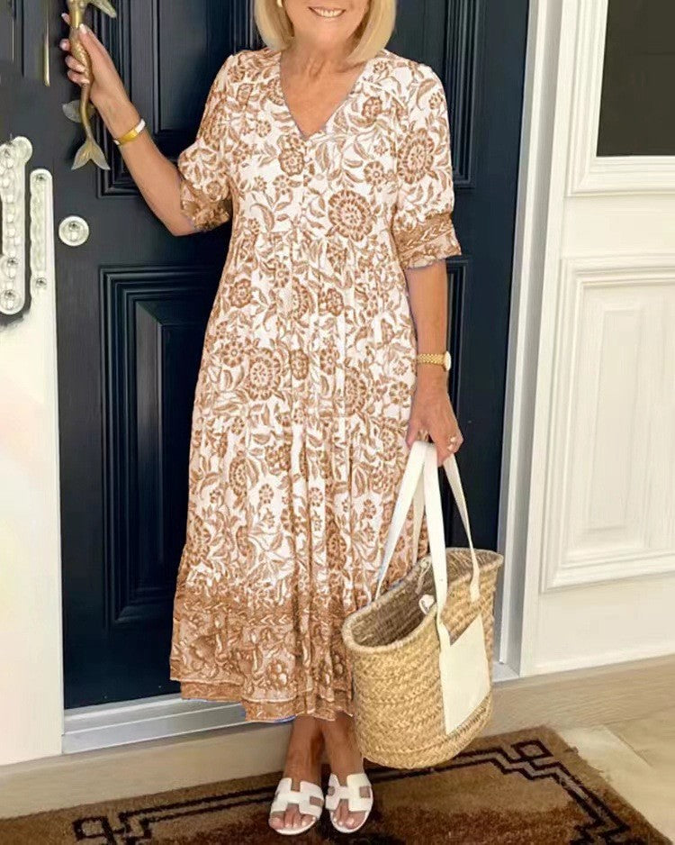 Sien | Robe midi fleurie à col en V