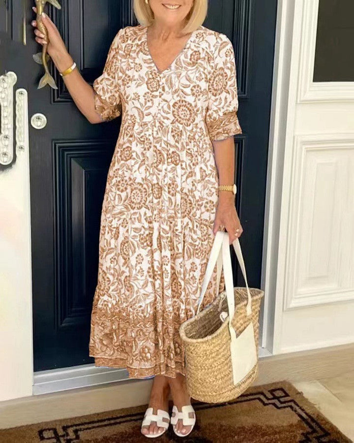 Sien | Robe midi fleurie à col en V