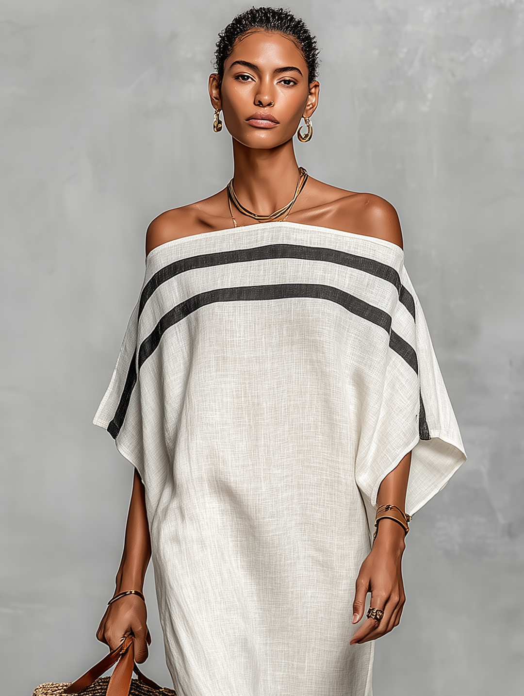 Jantine | Off-Shoulder-Maxikleid aus Leinenmischung