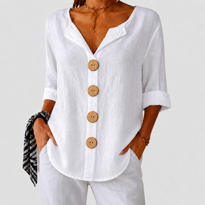 Amira | Blusa com decote em V drapeado