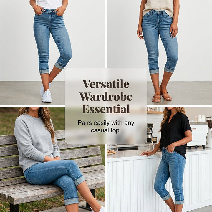 Sophia | Slim fit capri jeans met hoge taille