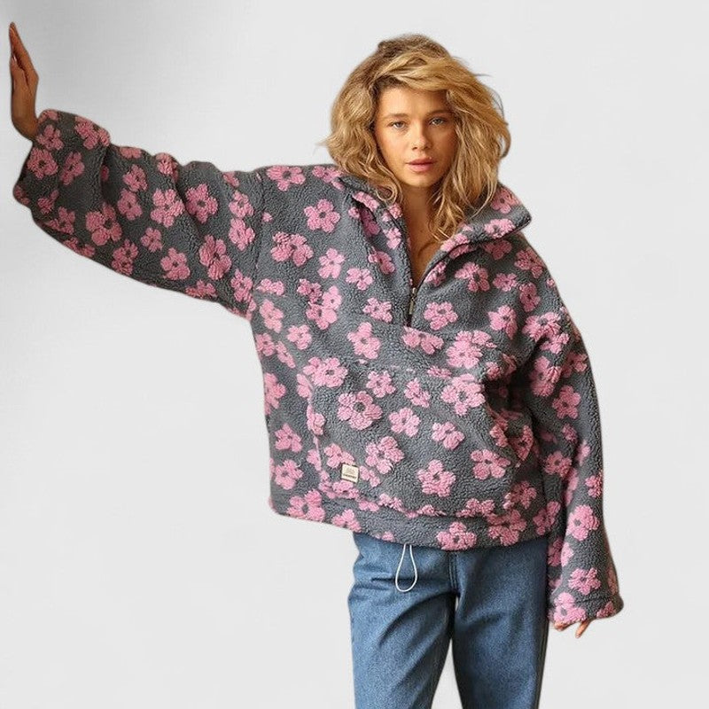 Delysanne | Pull à demi-fermeture éclair et imprimé floral