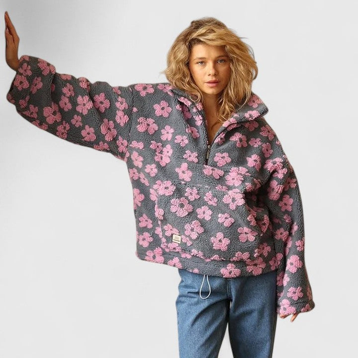 Delysanne | Pull à demi-fermeture éclair et imprimé floral