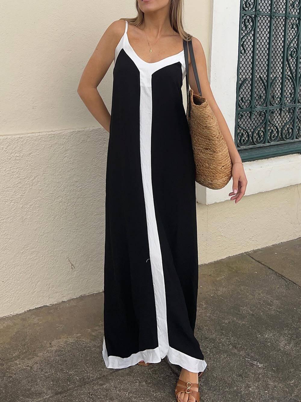 Maaike | Robe longue effet satinée contrastante