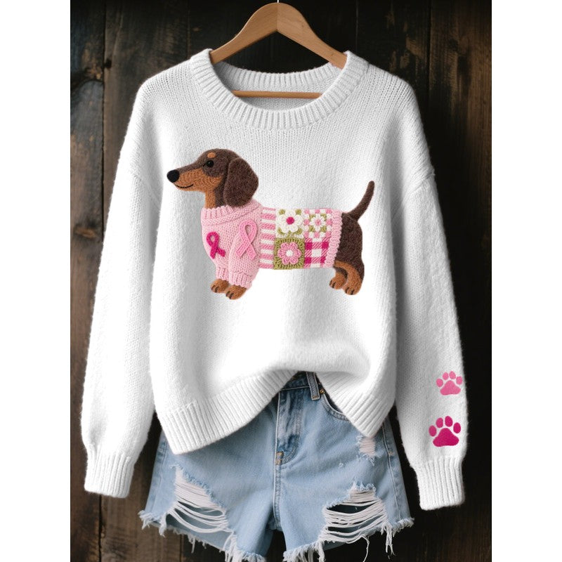 Lotte | Relaxed Trui met Teckelmotief