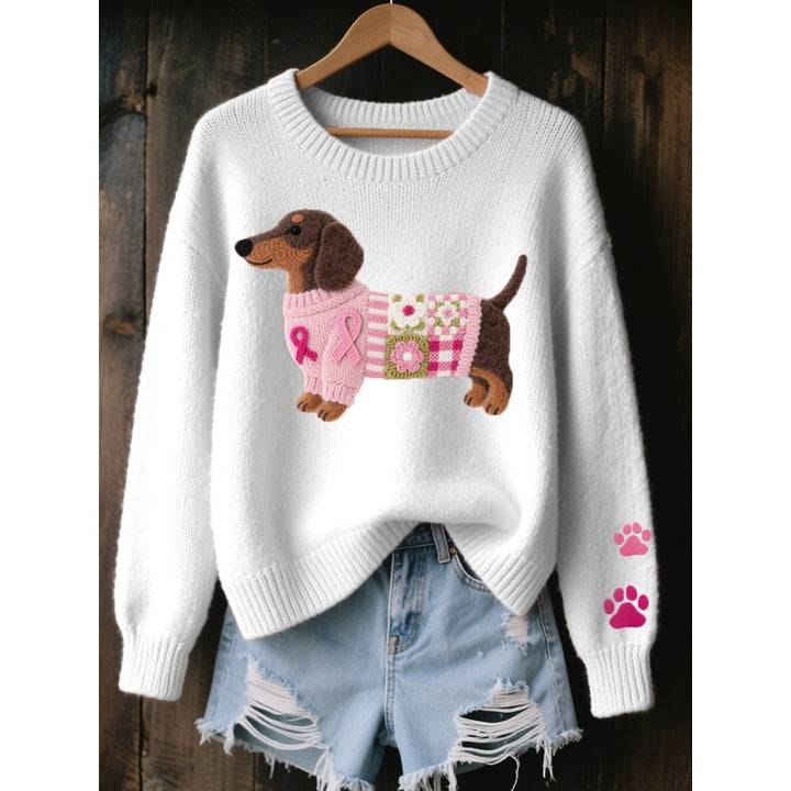Lotte | Relaxed Trui met Teckelmotief