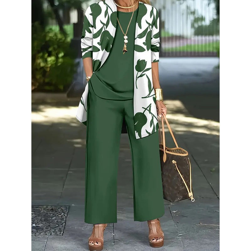Laura | Ensemble pour femme 3 pièces avec gilet, haut et pantalon