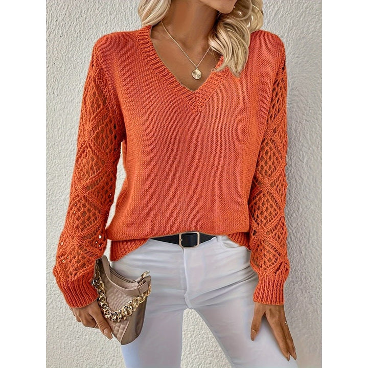 Anicette women's sweater | Sweater with openwork sleeves