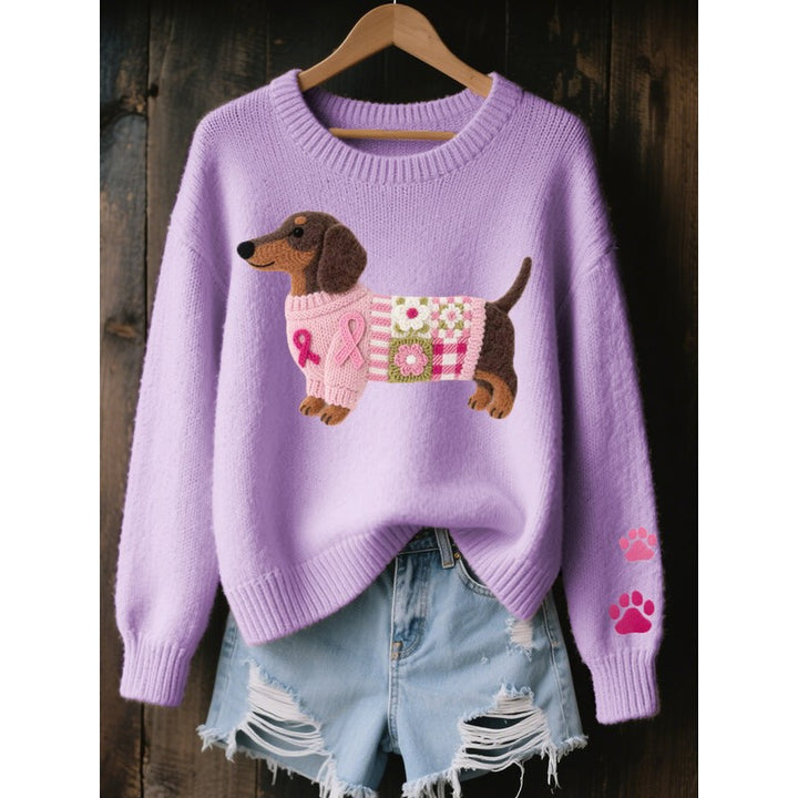 Lotte | Relaxed Trui met Teckelmotief