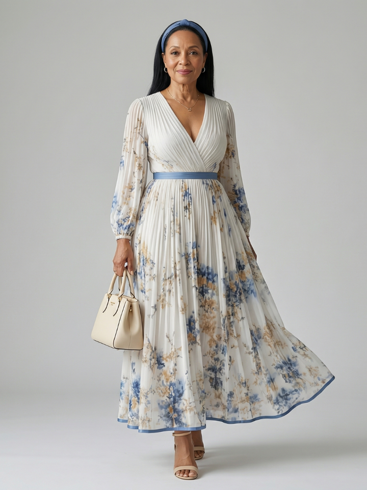 Sytske | Robe midi portefeuille plissée