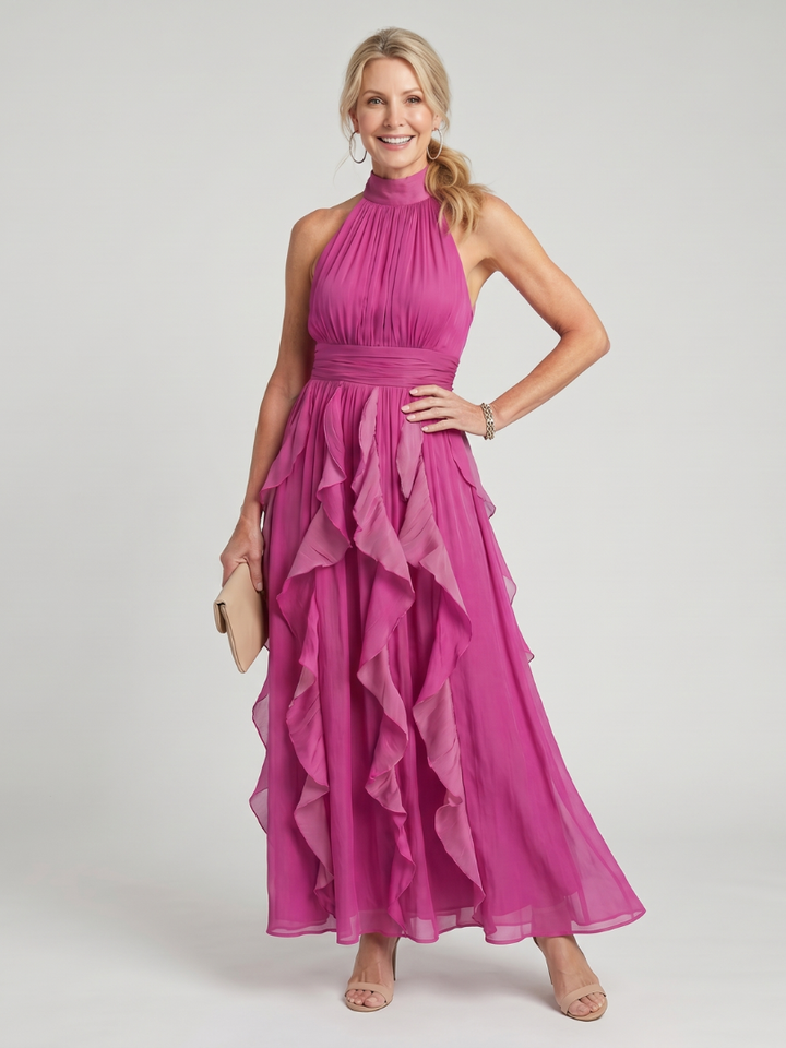 Frouke | Robe longue à volants avec dos nu