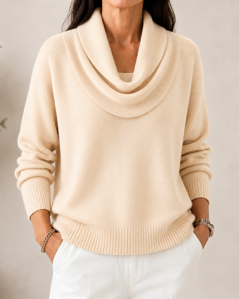 Katrien | Strickpullover mit Wasserfallausschnitt