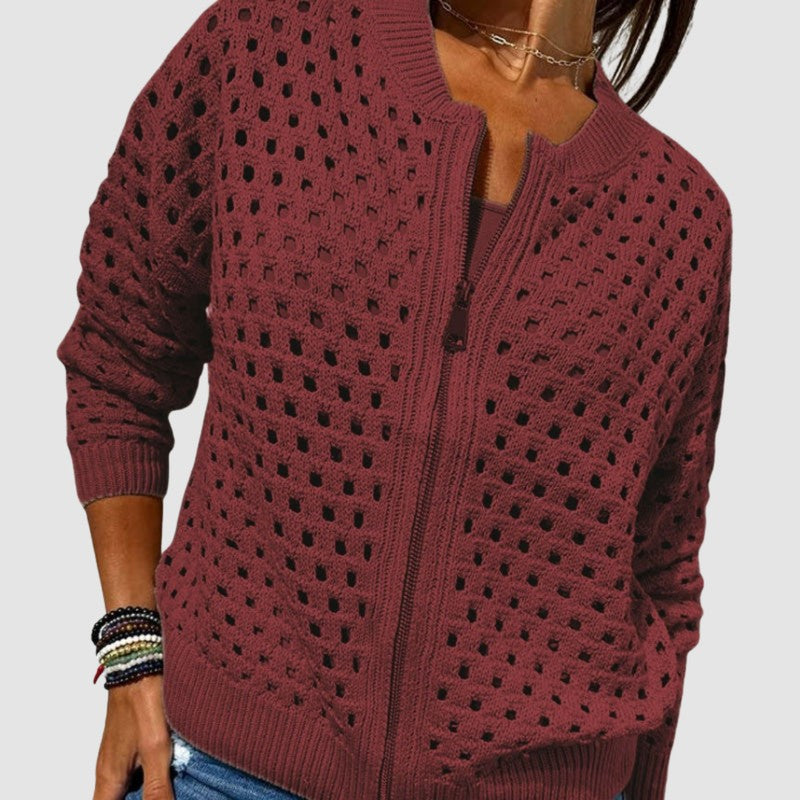 Cyndie | Opengebreide Vest met Rits