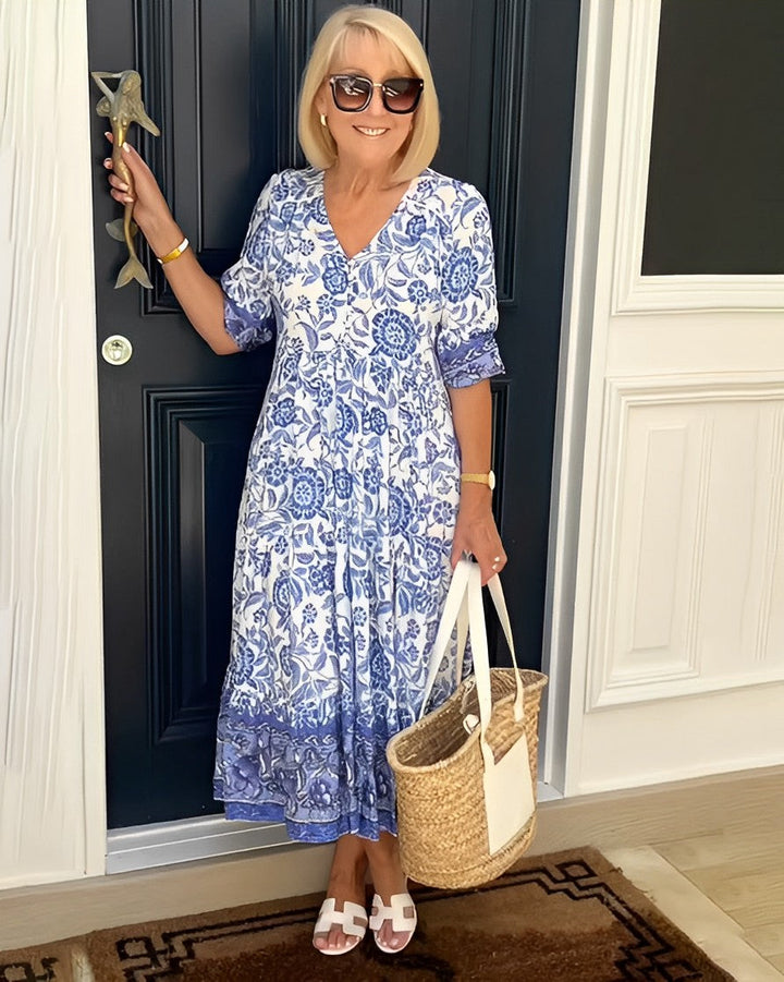 Sien | Robe midi fleurie à col en V