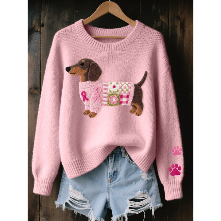 Lotte | Relaxed Trui met Teckelmotief