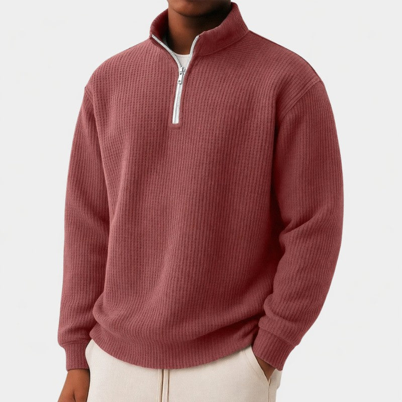 Porter | Gestreifter Pullover mit Viertelreißverschluss