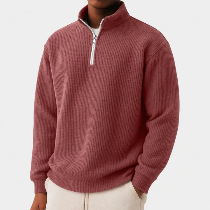 Porter | Gestreifter Pullover mit Viertelreißverschluss