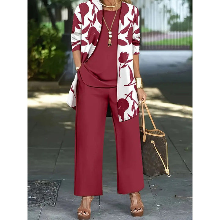 Laura | Ensemble pour femme 3 pièces avec gilet, haut et pantalon