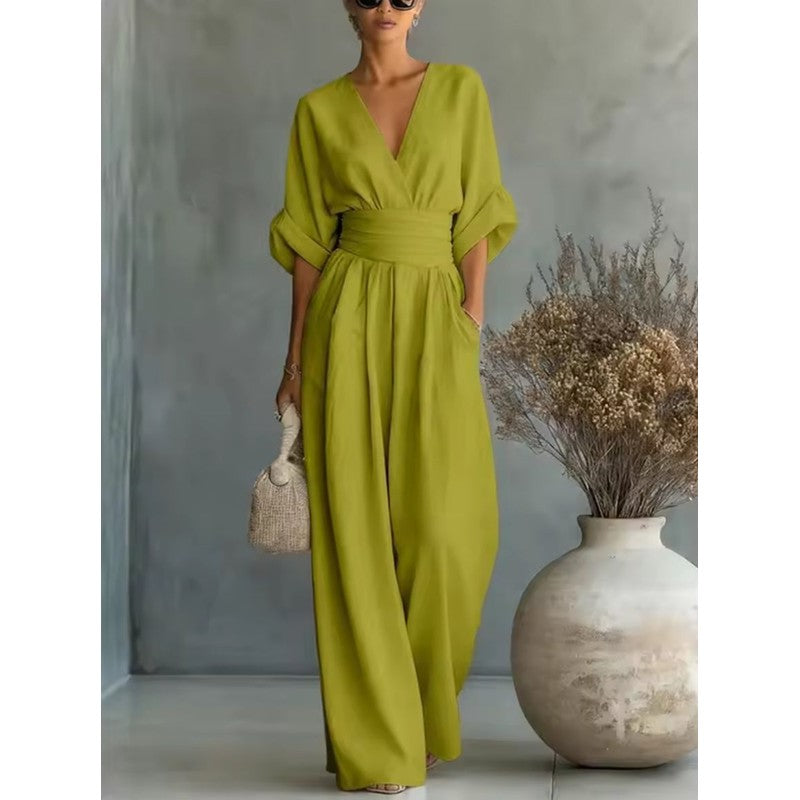 Risel | V-hals Jumpsuit met Obi-band