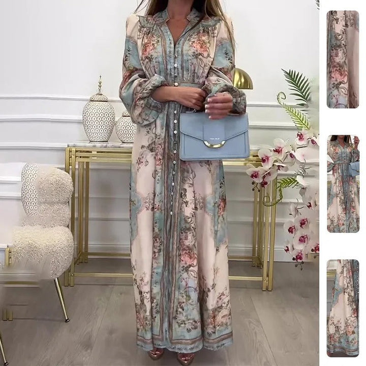 Charlotte | Vintage Bloemen Maxi-jurk met A-lijn