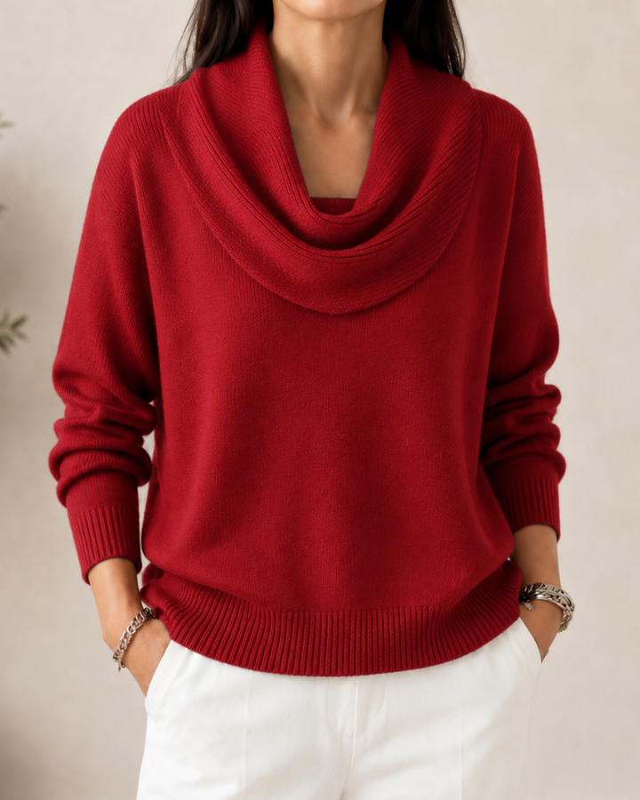 Katrien | Strickpullover mit Wasserfallausschnitt