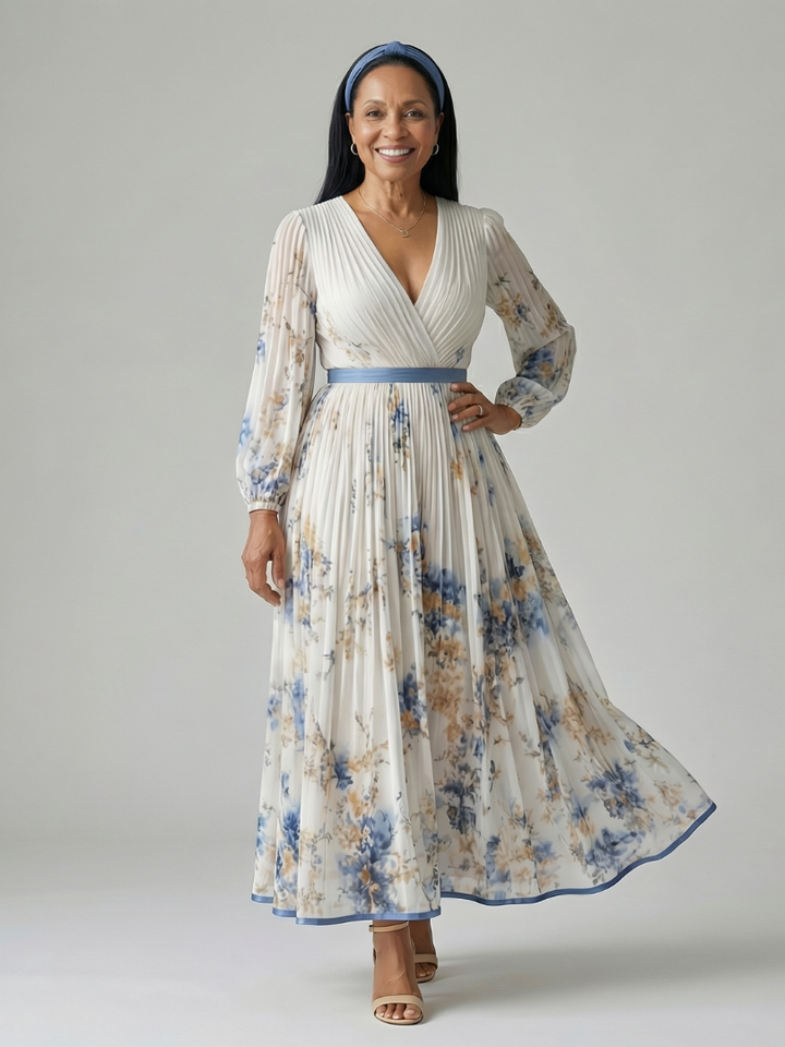 Sytske | Robe midi portefeuille plissée