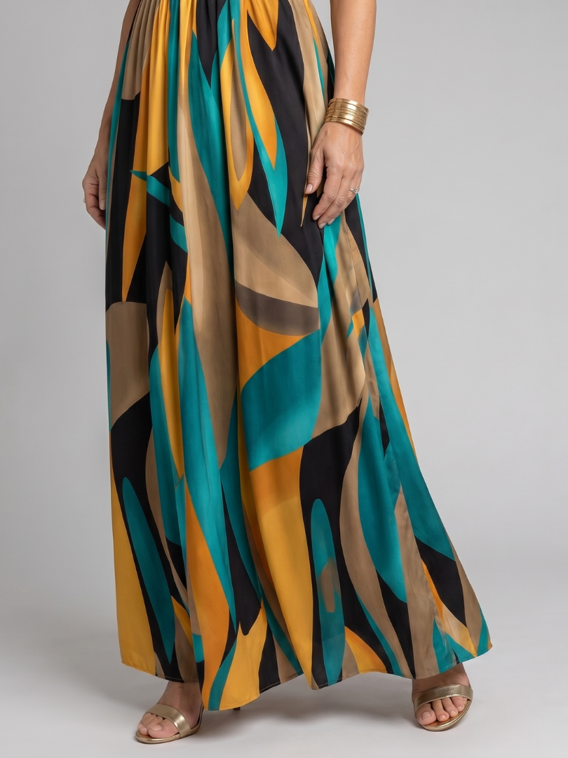 Merel | Grafisch bedrucktes Maxikleid