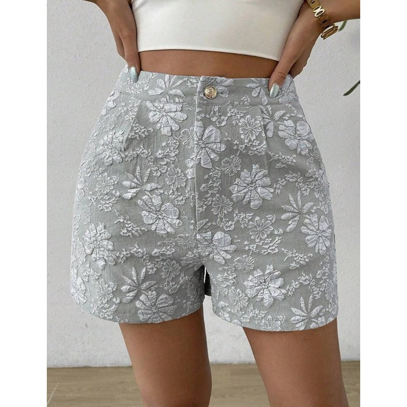 Elise | Hoge taille korte broek met bloemmotief