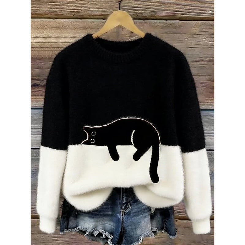 Lina | Pull ample à imprimé de chat