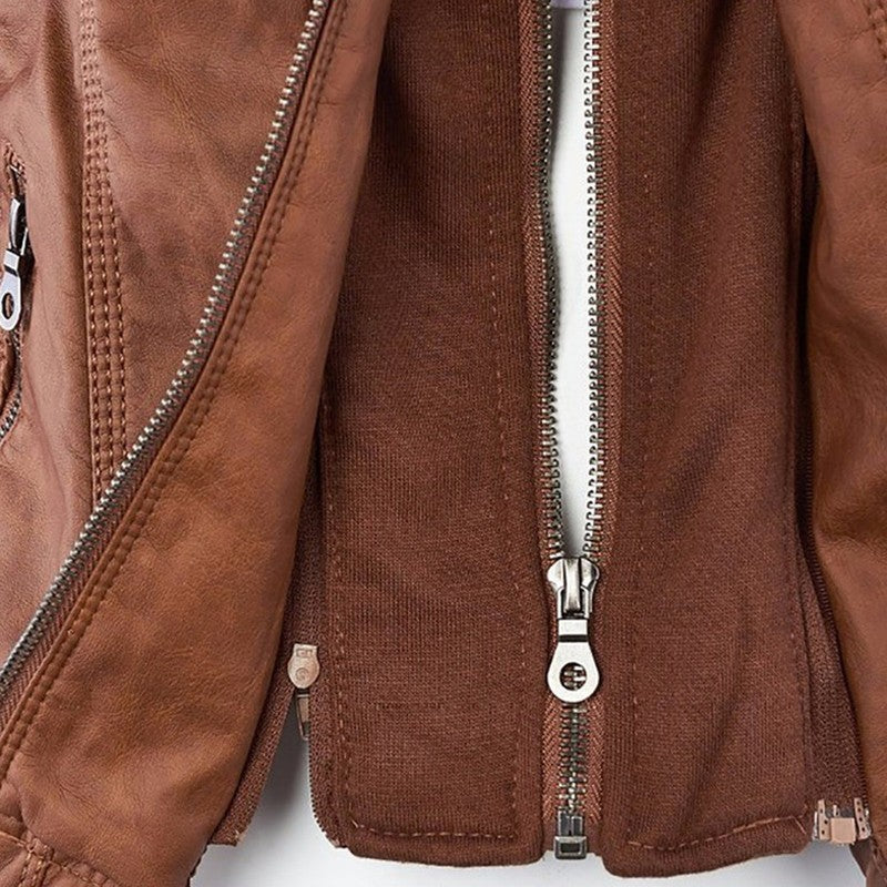 Monica | Veste en cuir matelassée à capuche