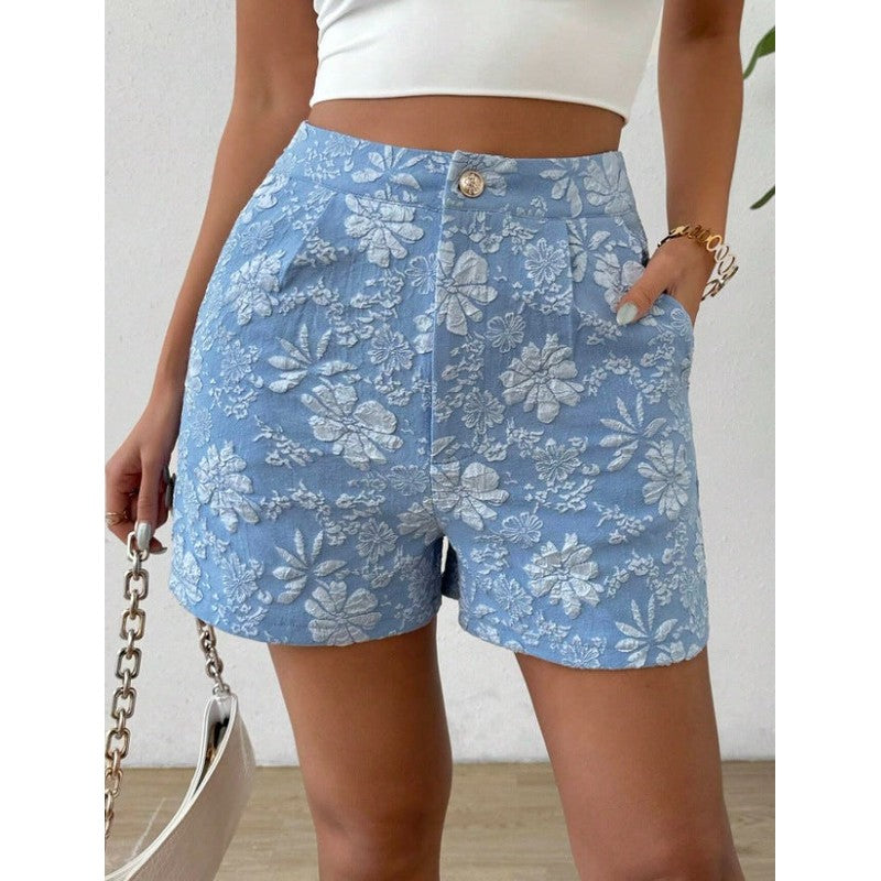 Elise | Hoge taille korte broek met bloemmotief