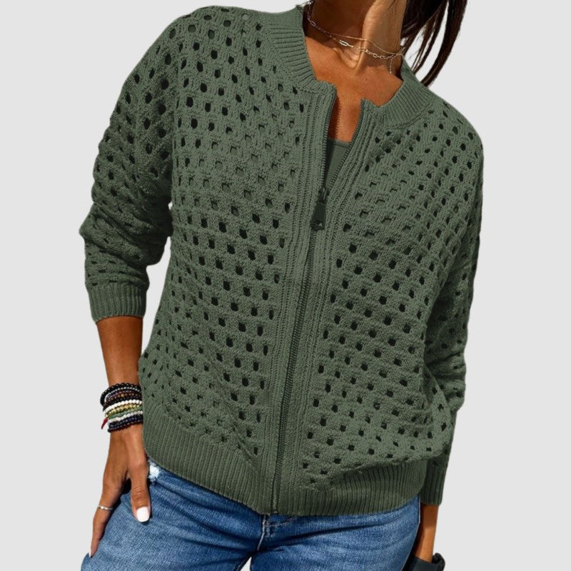 Cyndie | Opengebreide Vest met Rits
