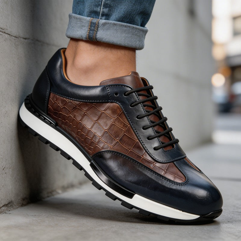 Vincent | Geribbelde zool leren sneakers