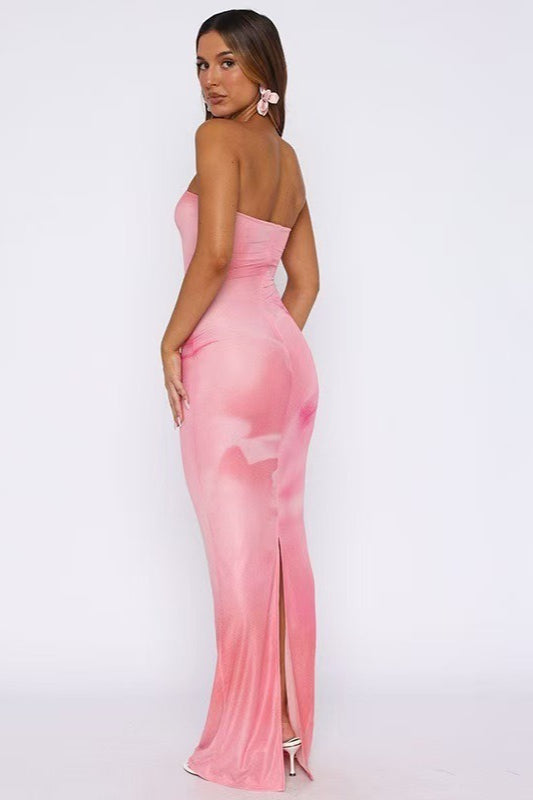 Mirthe | Vestido maxi estampado sem alças