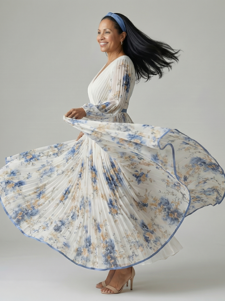 Sytske | Robe midi portefeuille plissée