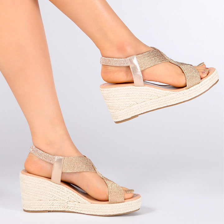 Nienke | Sandales tressées à talon compensé