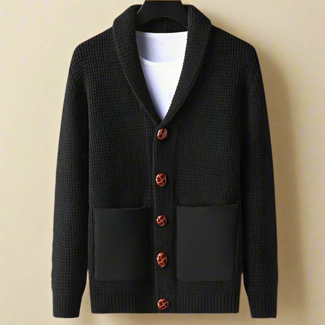 Aleid | Casaco de malha com gola xaile em ponto waffle