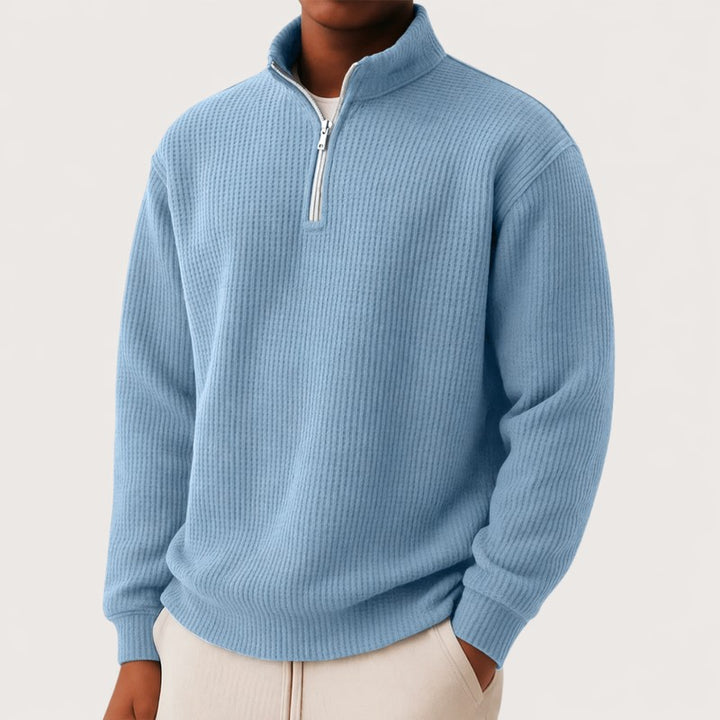 Porter | Gestreifter Pullover mit Viertelreißverschluss