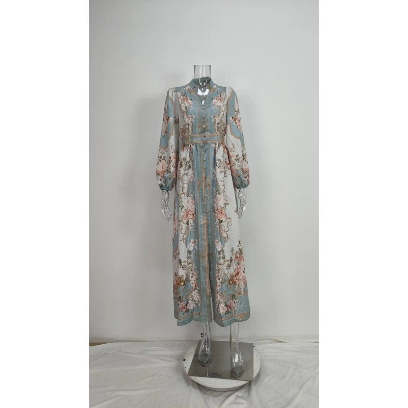 Charlotte | Vintage Bloemen Maxi-jurk met A-lijn