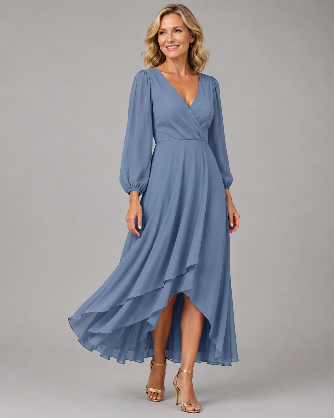 Hendrika | Fließendes Chiffon-Maxikleid