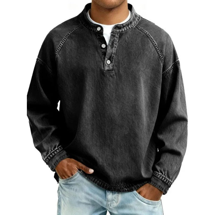 Thijs | Pullover mit Kragen in Vintage-Waschung