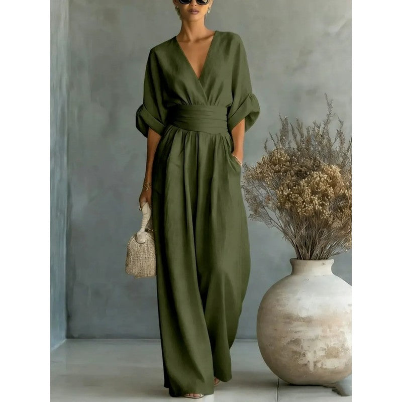 Risel | V-hals Jumpsuit met Obi-band
