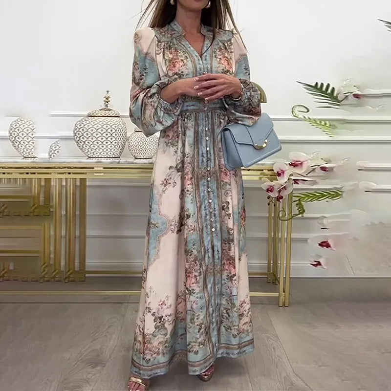 Charlotte | Vintage Bloemen Maxi-jurk met A-lijn